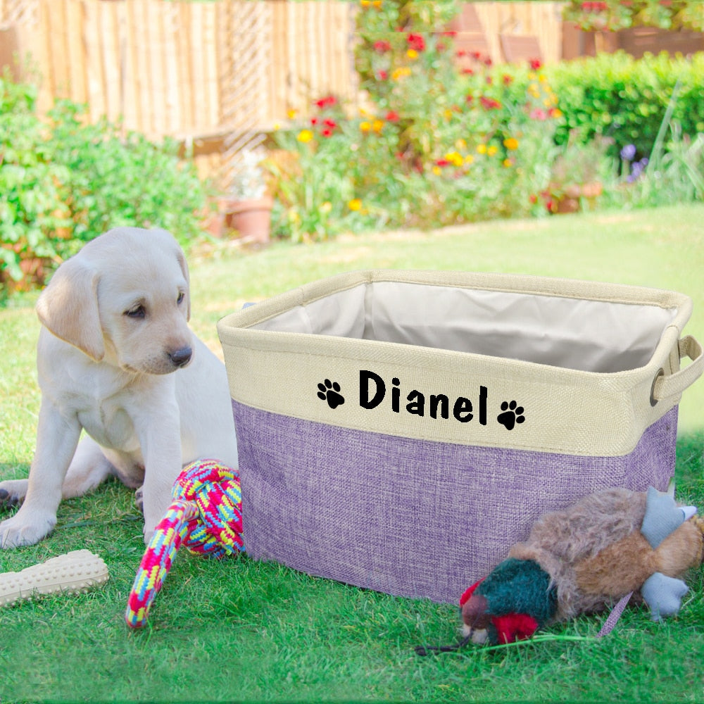 Personalized Collapsible Dog Toy Storage Basket Bin