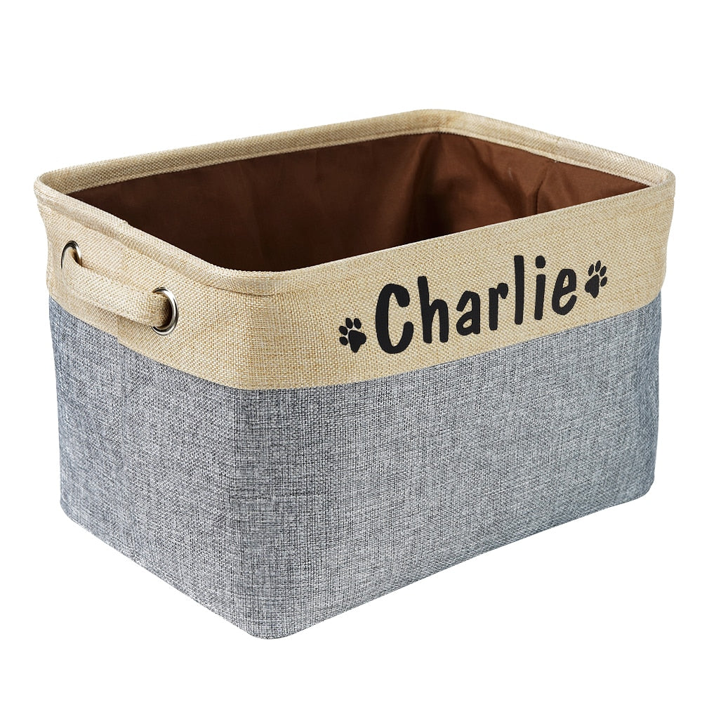 Personalized Collapsible Dog Toy Storage Basket Bin